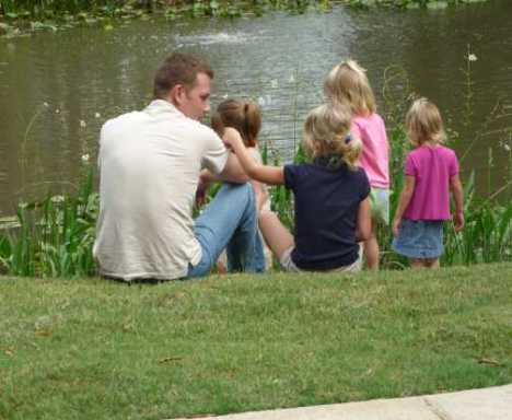 daddy and the ladies at the flower garden